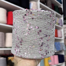 Серый / пайетки сирень N119